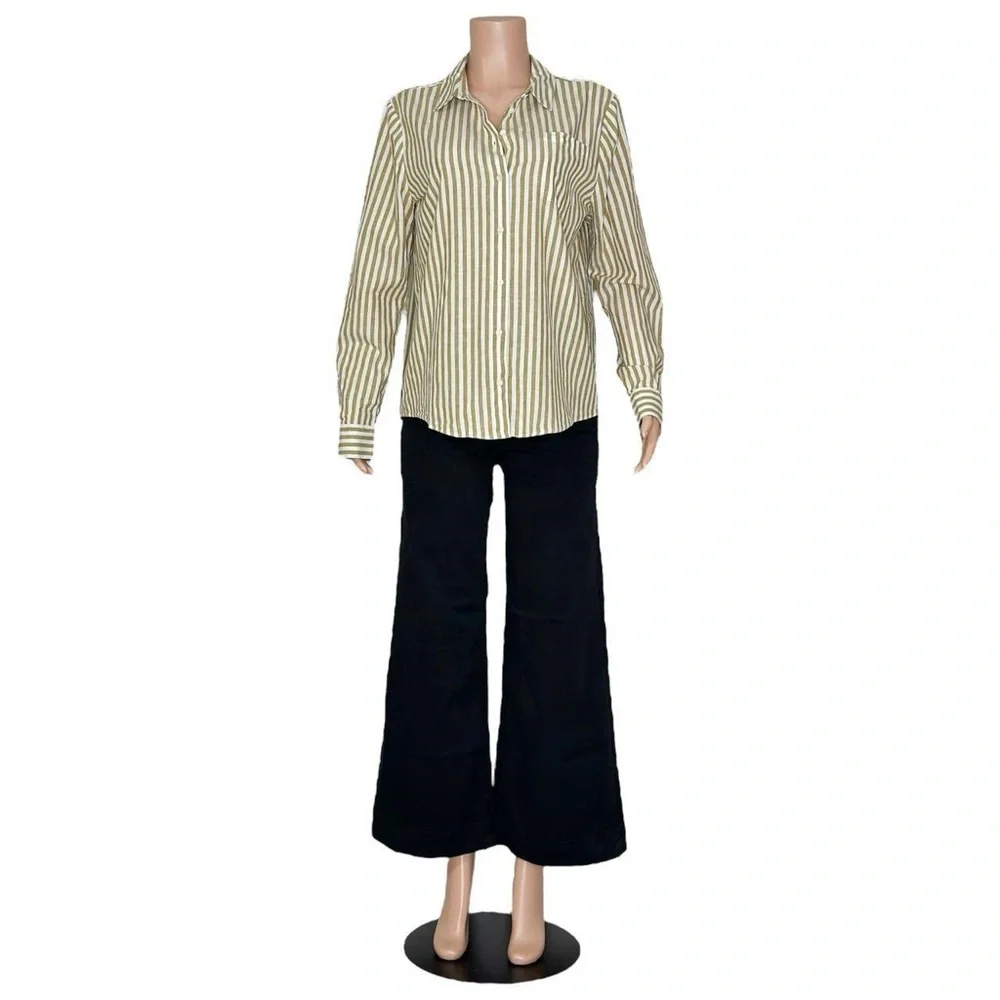 SÉZANE Tomboy Linen-Blend Shirt, Ecru Camel Stripe, FR42_11